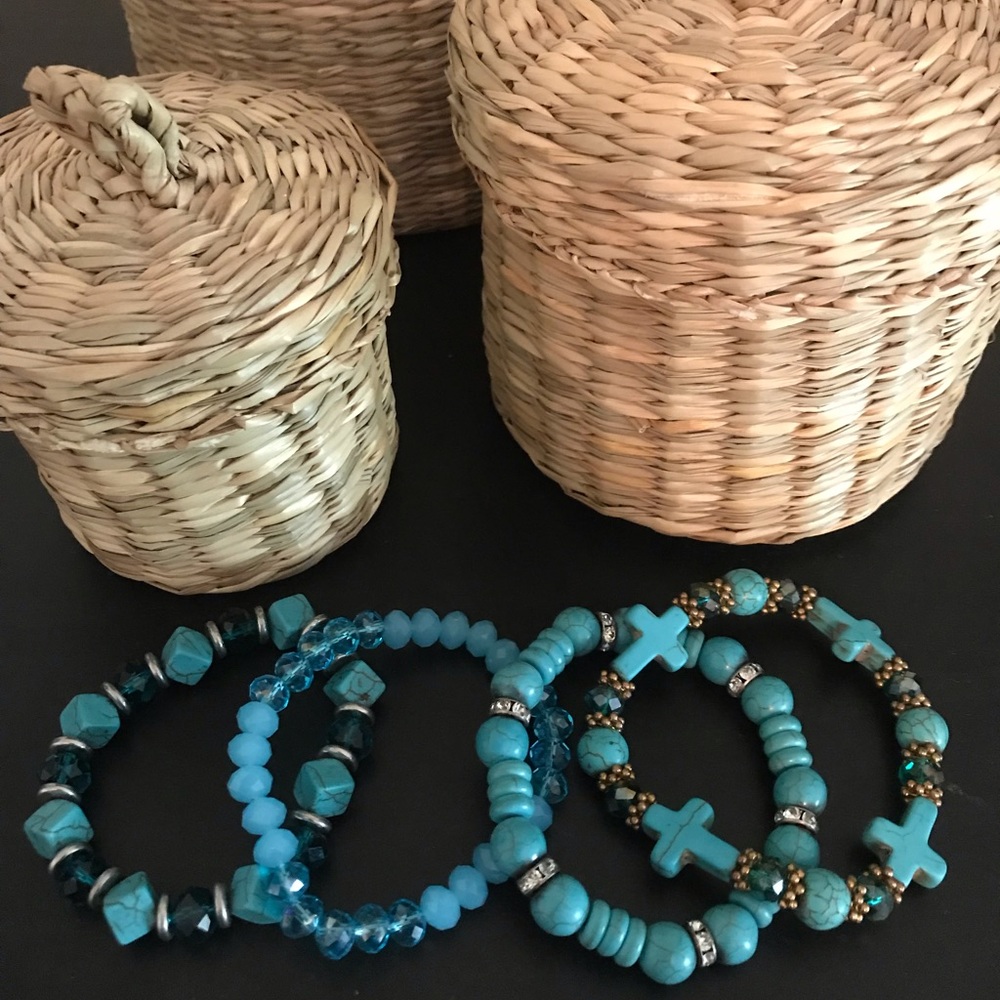 Teal bracelets - 4 pieces